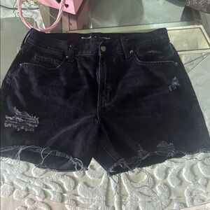 Old Navy Black Jean Shorts Distressed Cut-Off Style